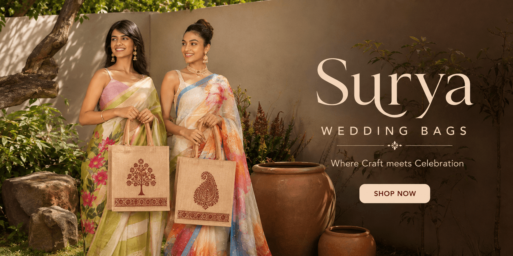 Surya Wedding Bags — handcrafted jute bags for weddings and return gifts
