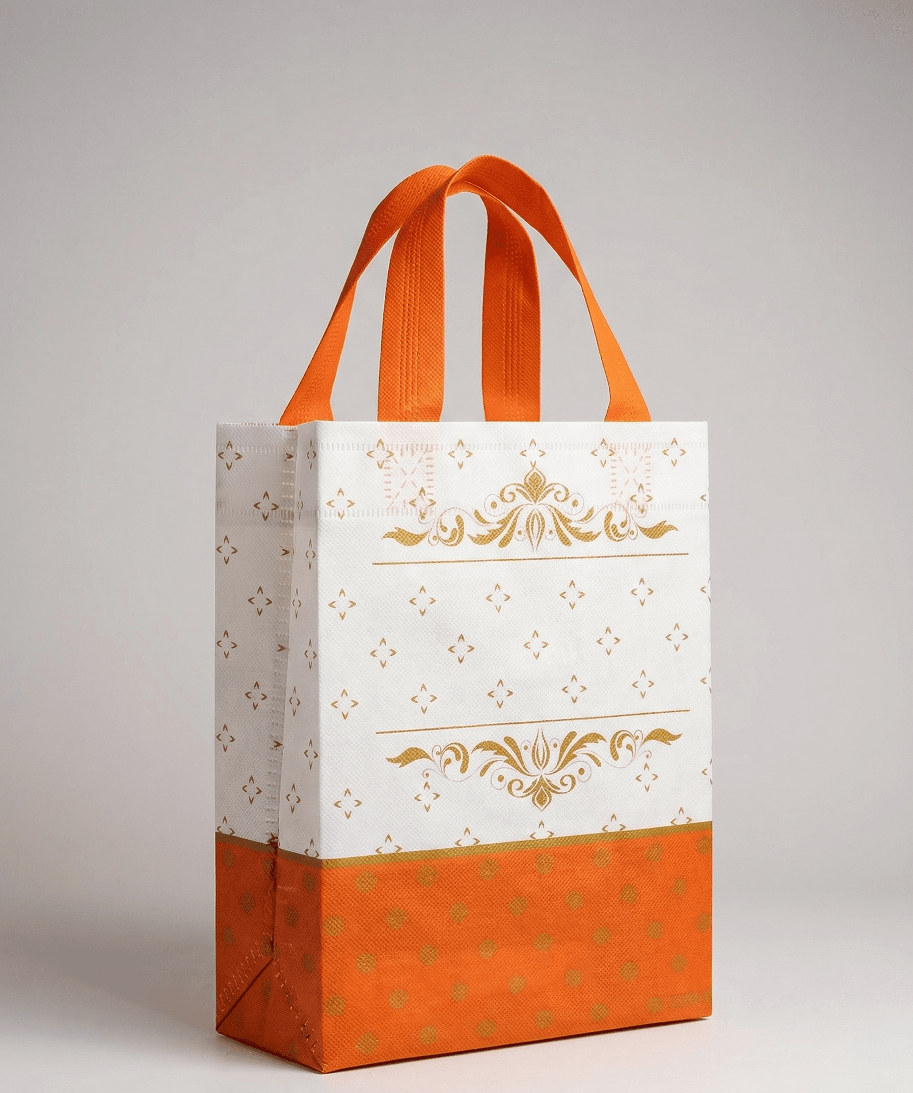 PVC Wedding Return Gift Bags Orange (9x7x3.25 Inches) | Designer Gift Bags