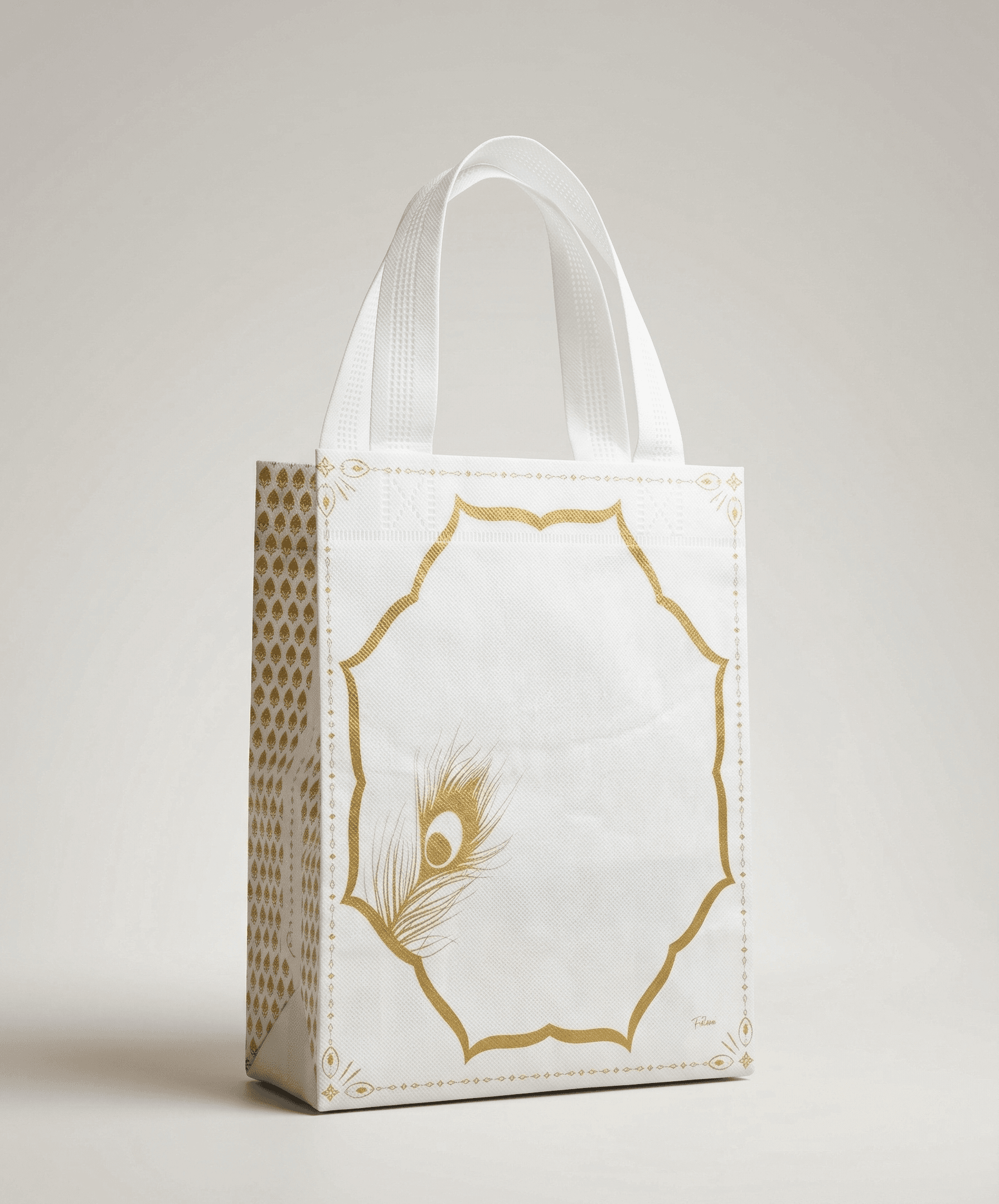 Premium PVC Wedding Return Gift Bags Peacock Design (9x7x3 Inches) | Thank You Gift Bags