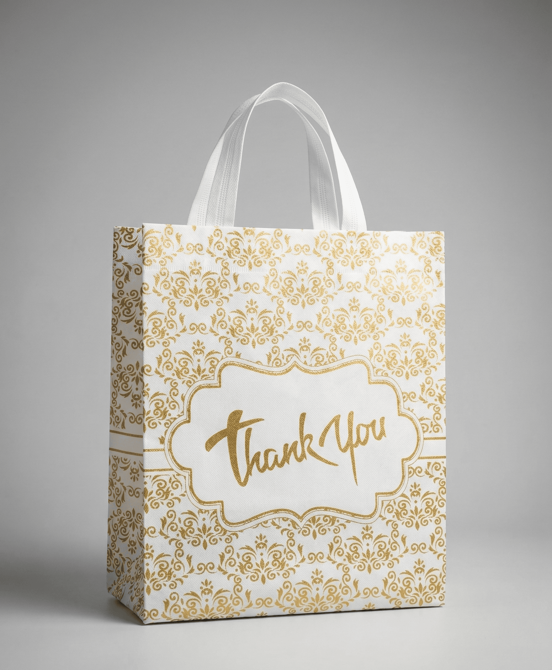 Luxury PVC Wedding Return Gift Bags White & Gold (10.3x8.3x4 Inches) | Premium Designer Gift