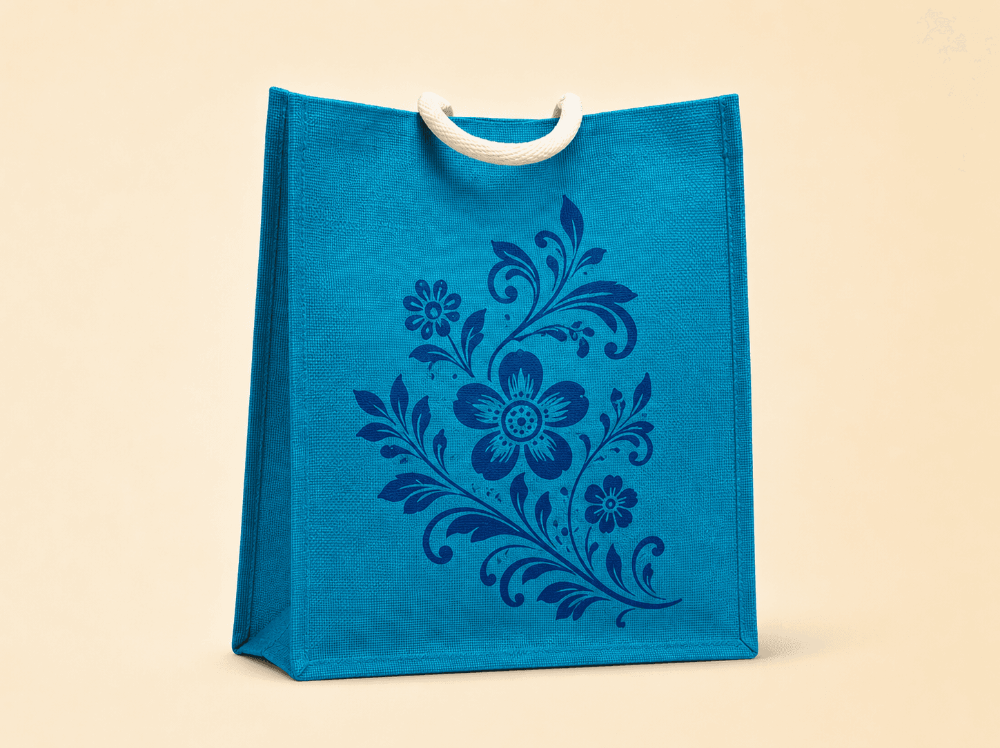 Premium Floral Printed Jute Bag